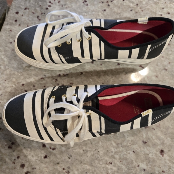 Kate Spade black and white striped sneakers - Picture 1 of 3